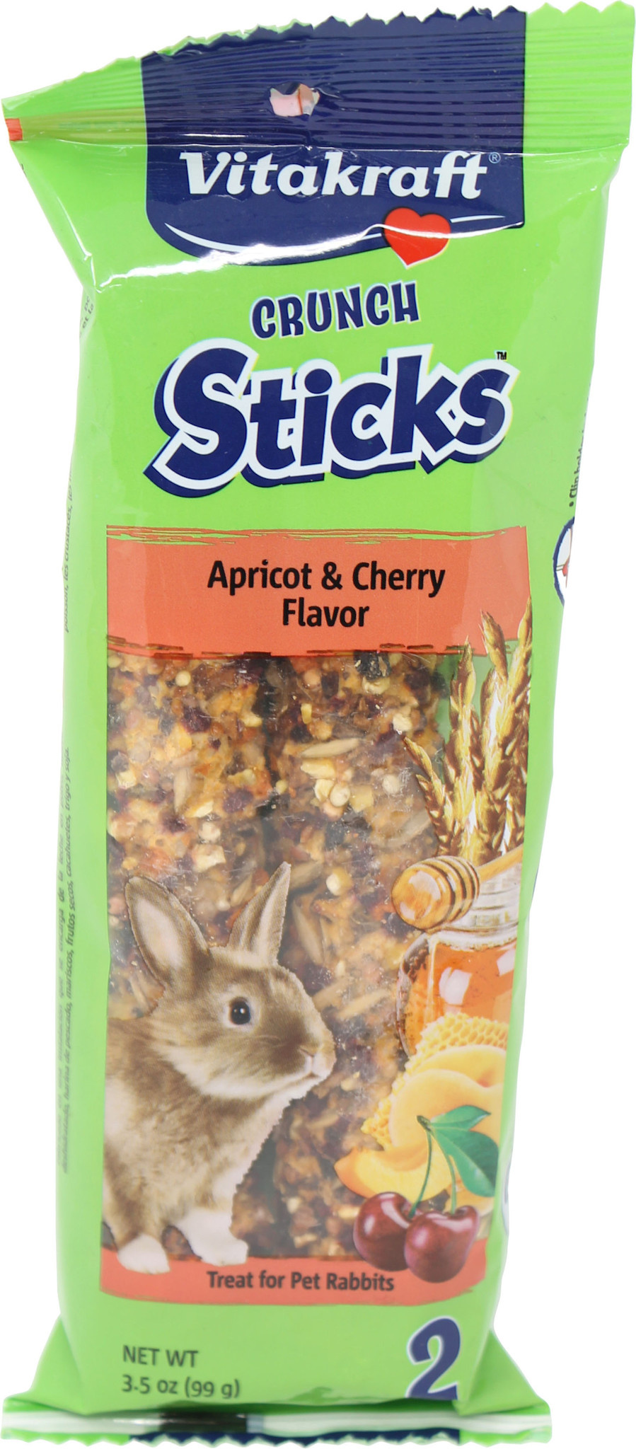 CRUNCH STICKS RABBIT TREATS APRICOT CHERRY 3.5 OZ 2 PK