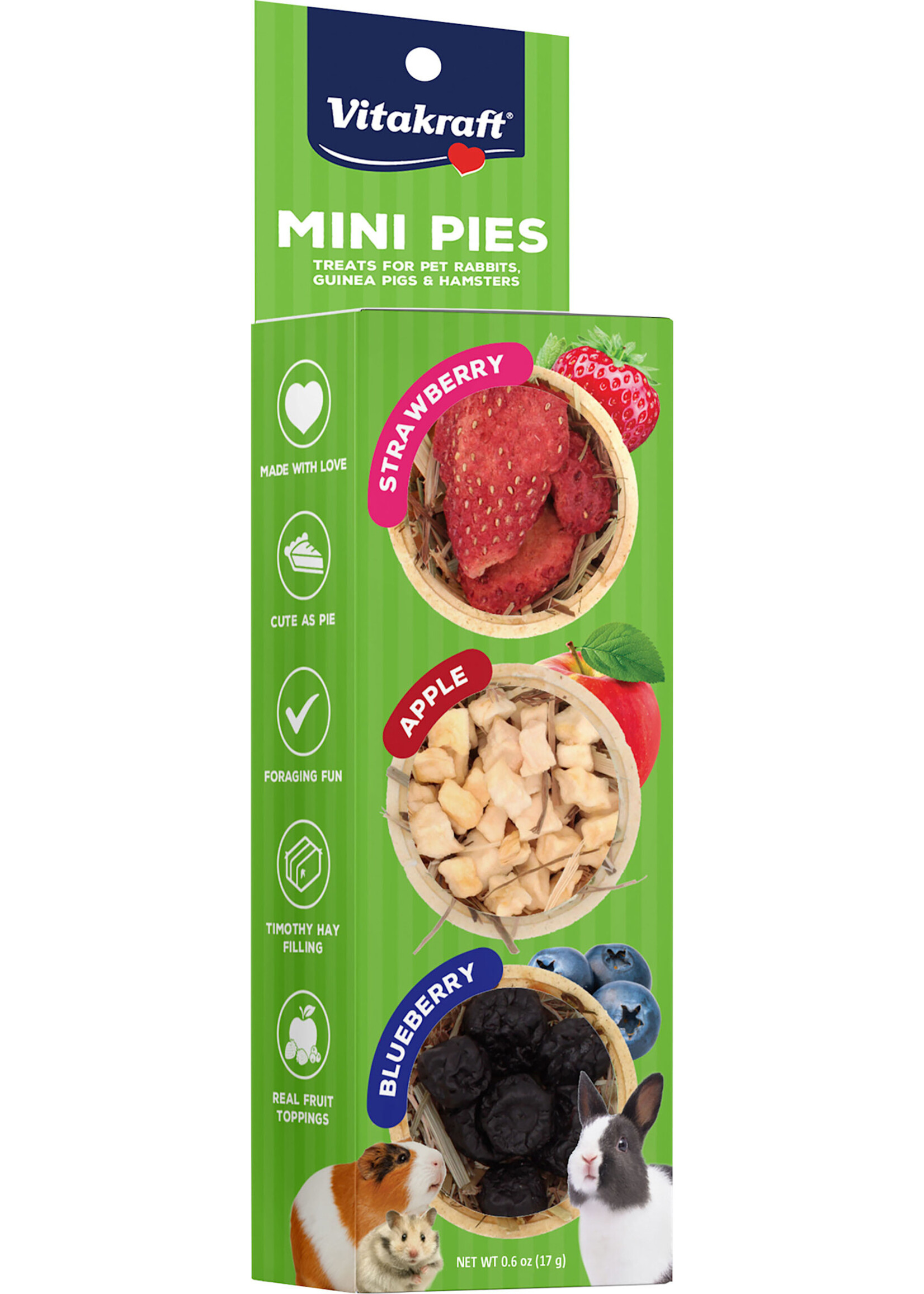 Vitakraft MINI PIES STRAWBERRY APPLE BLUEBERRY 0.6 OZ