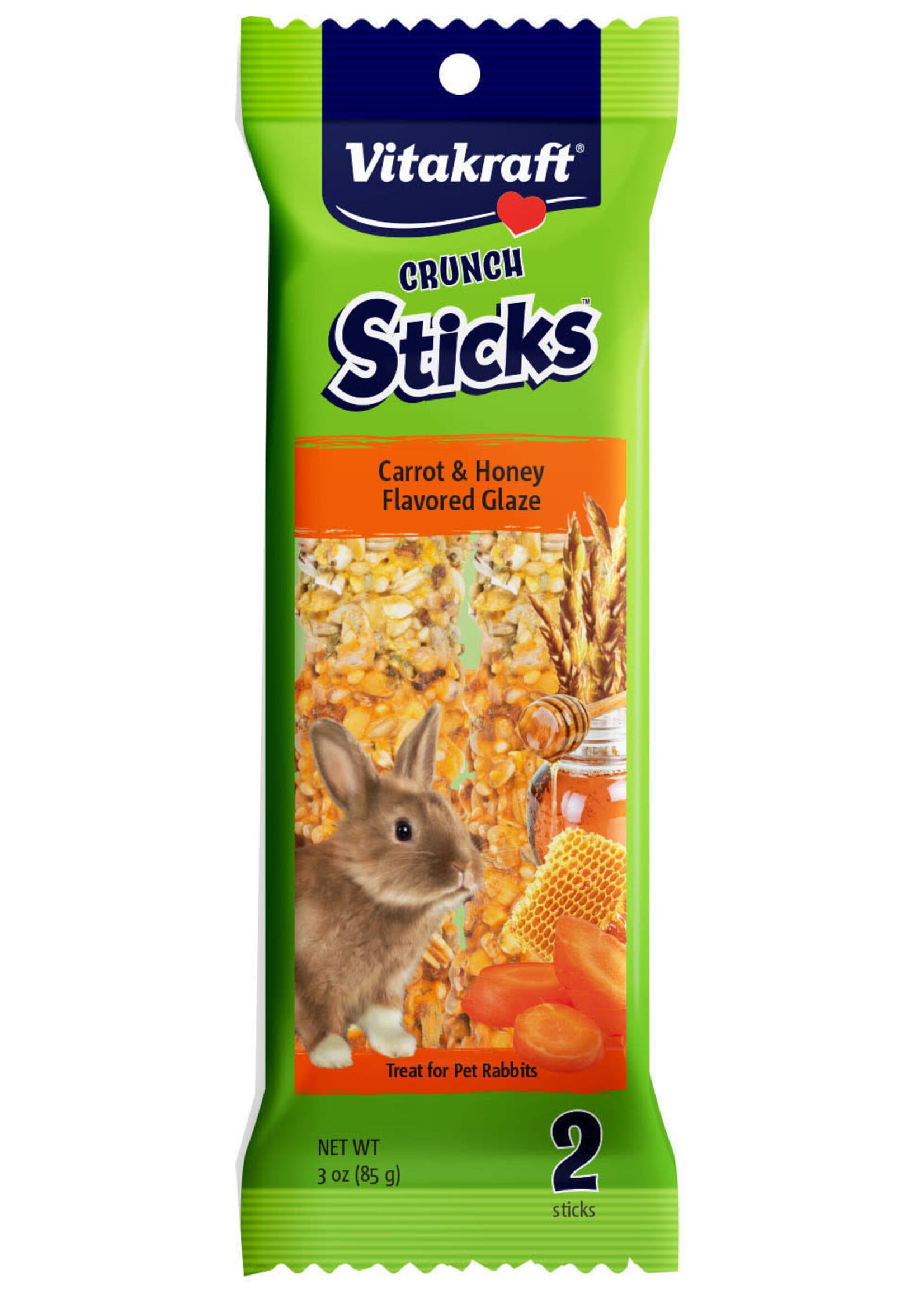 Vitakraft CRUNCH STICKS RABBIT TREATS CARROT HONEY 3 OZ 2 PK