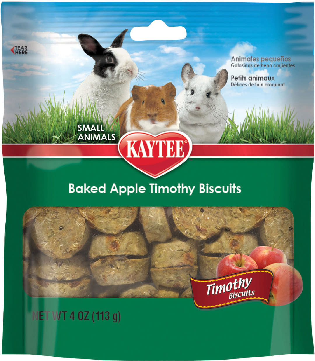 TIMOTHY HAY BAKED TREAT SMALL ANIMAL APPLE 4OZ