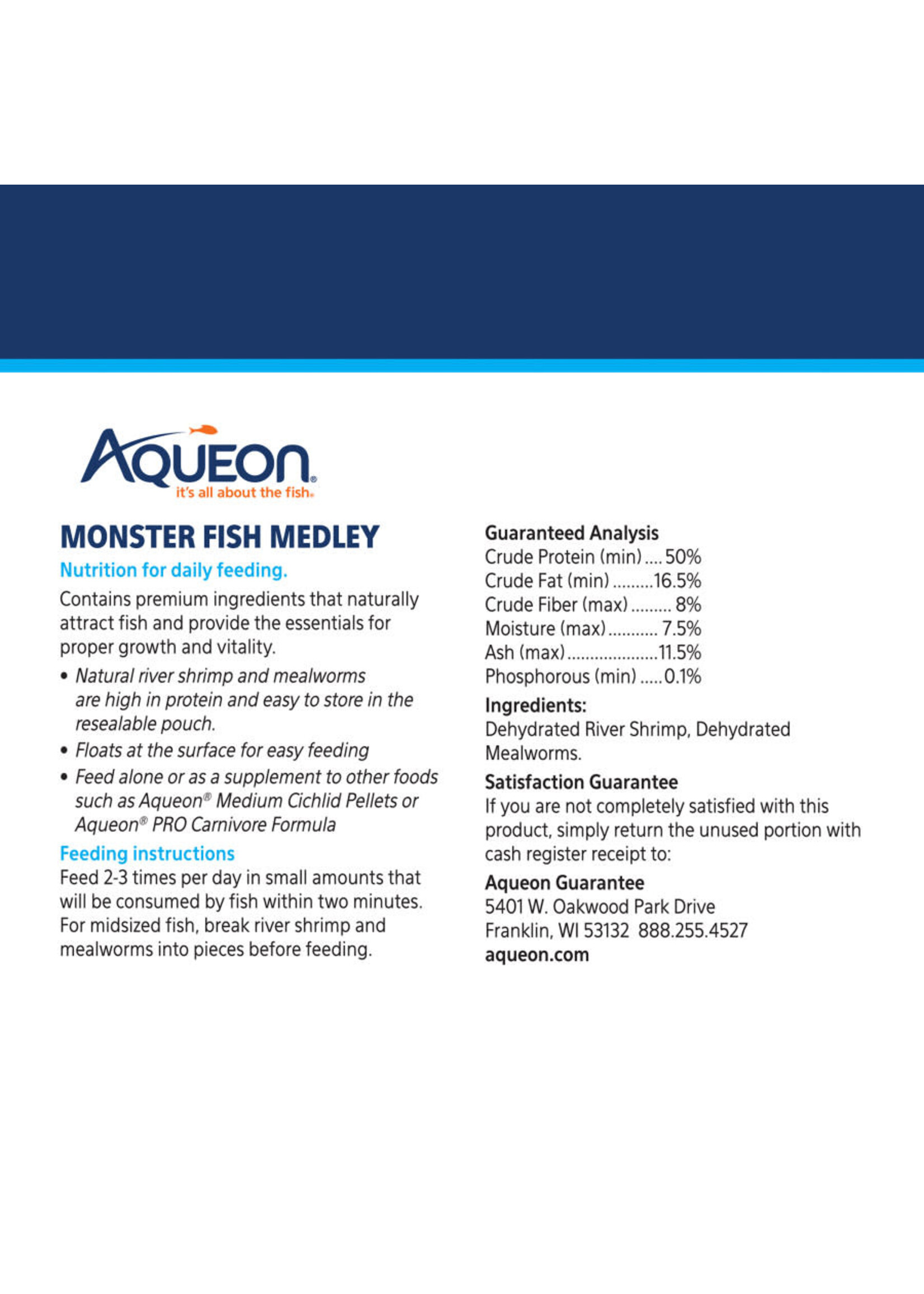 Aqueon MONSTER FISH MEDLEY FISH FOOD 3.50 OZ