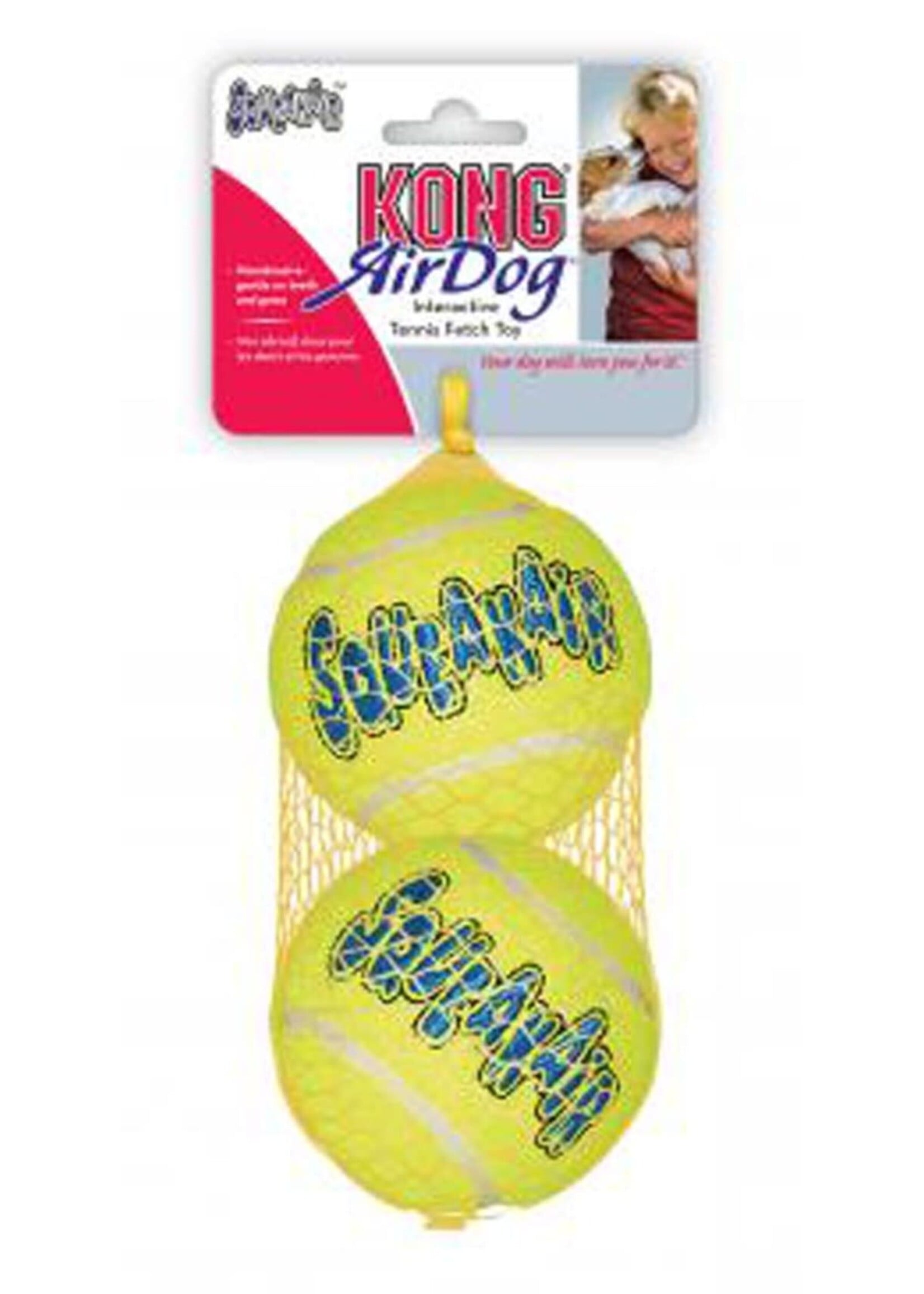 Kong AIR DOG SQUEAKER TENNIS BALL DOG TOY LG 2 PK