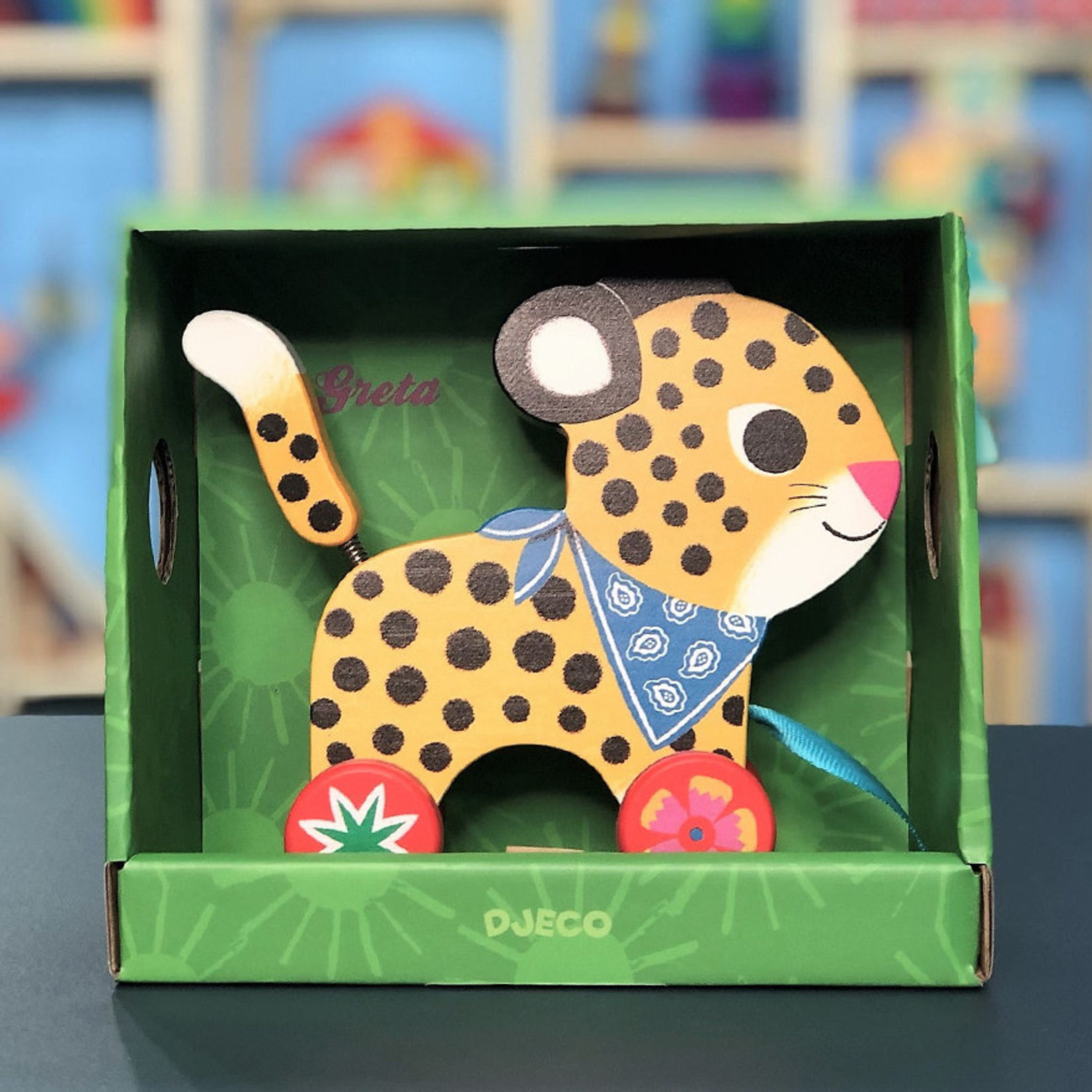 Djeco DJECO - Pull along toy 'Greta the leopard'