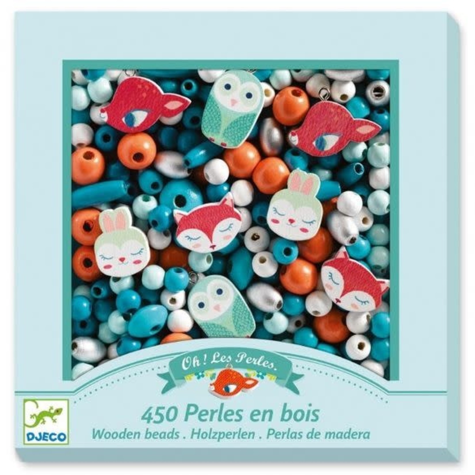 Djeco DJECO - 450 wooden beads 'Small animals'