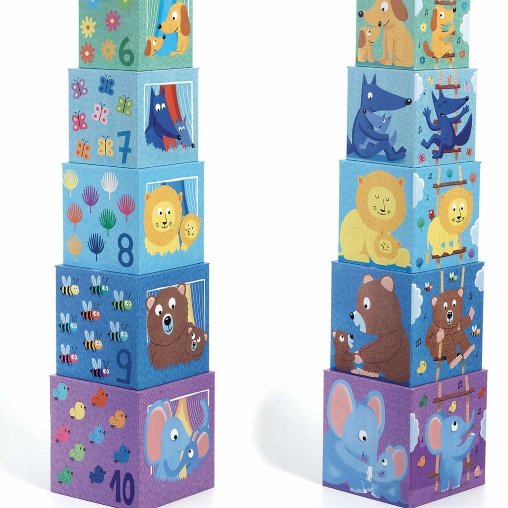 Djeco DJECO - 10 stacking cubes 'Rainbow'