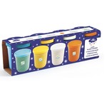 Djeco DJECO - Set of 4 Cans of Glitter Modeling Dough 'Blue - Yellow - White - Orange'