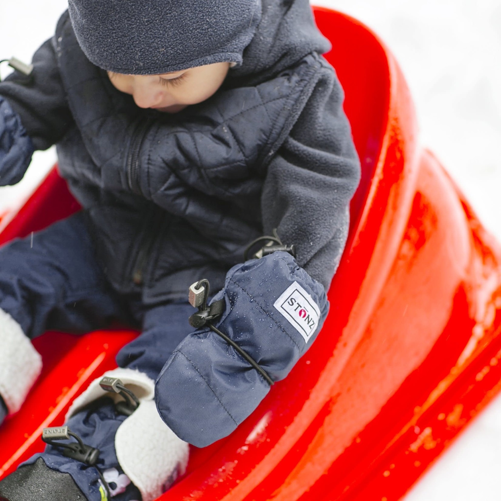 STONZ - Mitaines pour bébé doublées de polar 'Navy' - La Culotte à l'Envers