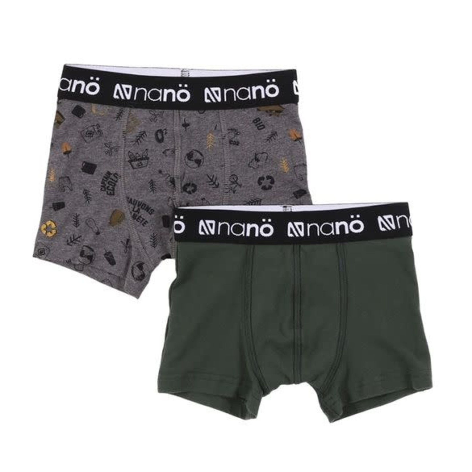 Nanö NANÖ - Set of 2 boxers 'Capitaine Écolo - Grey and forest green'