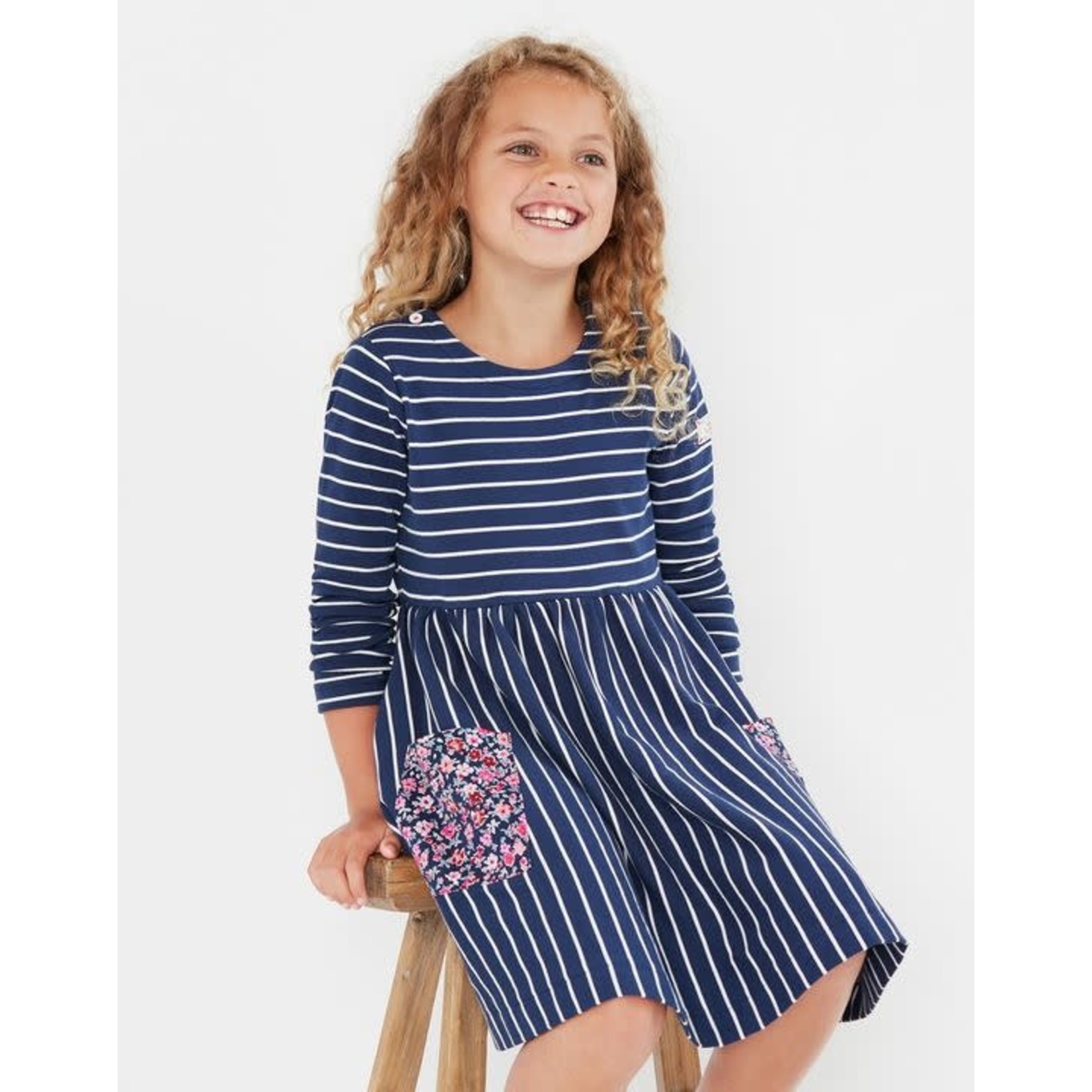 Nancy Jersey Breton Dress 'Navy Striped 