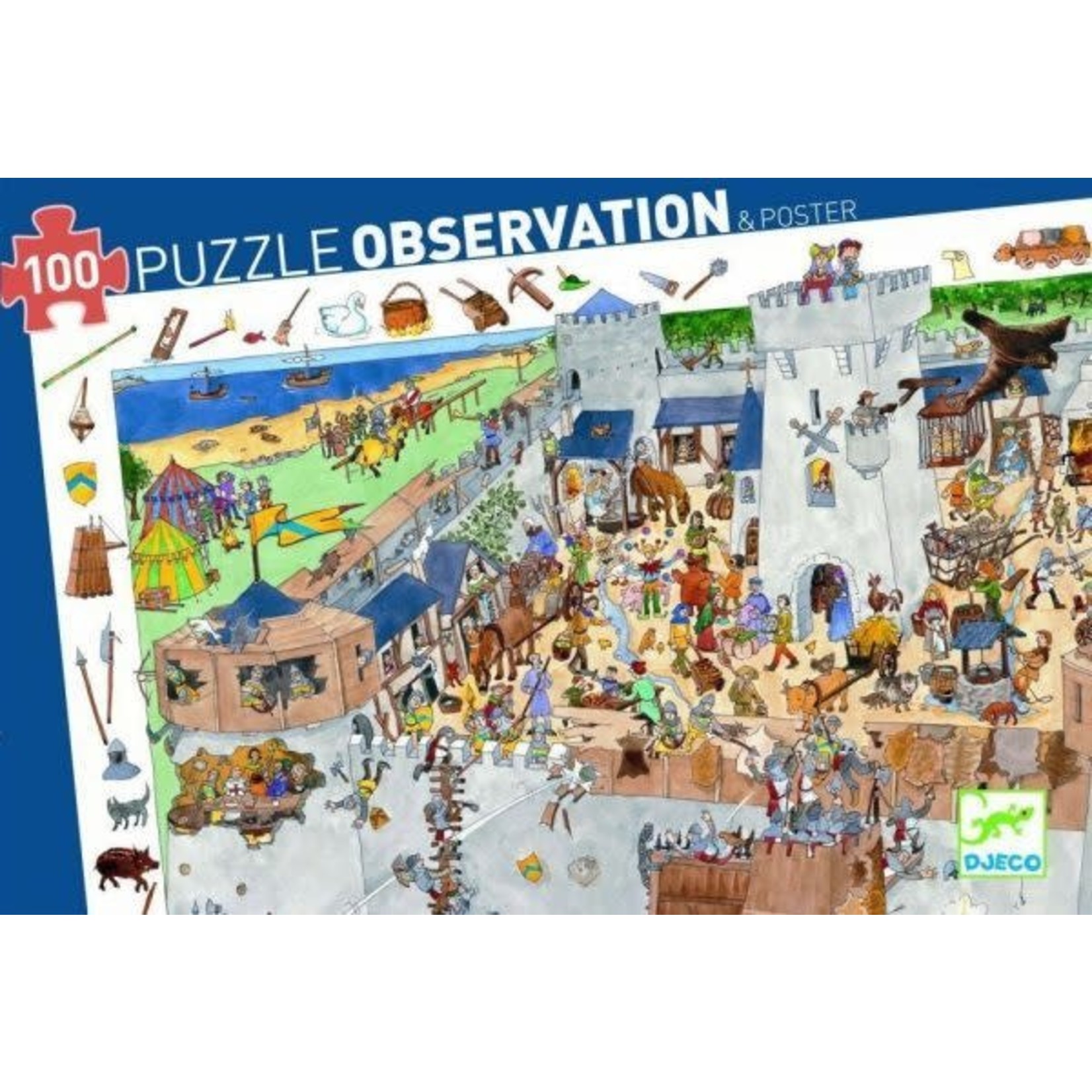 Djeco DJECO - Casse-tête de 100 pièces  'observation & poster'- Château fort