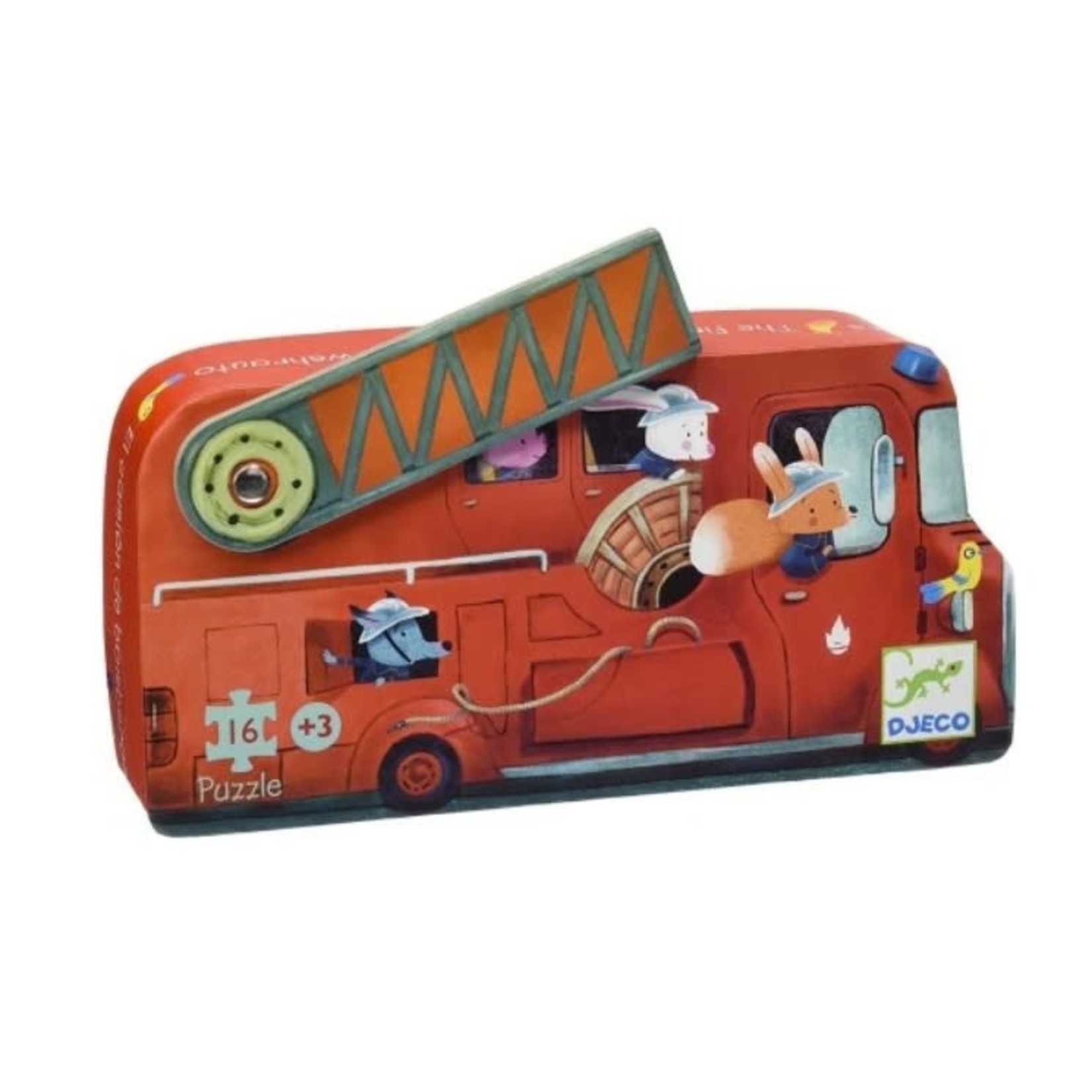 Djeco DJECO - 16 piece silhouette puzzle 'The fire truck'