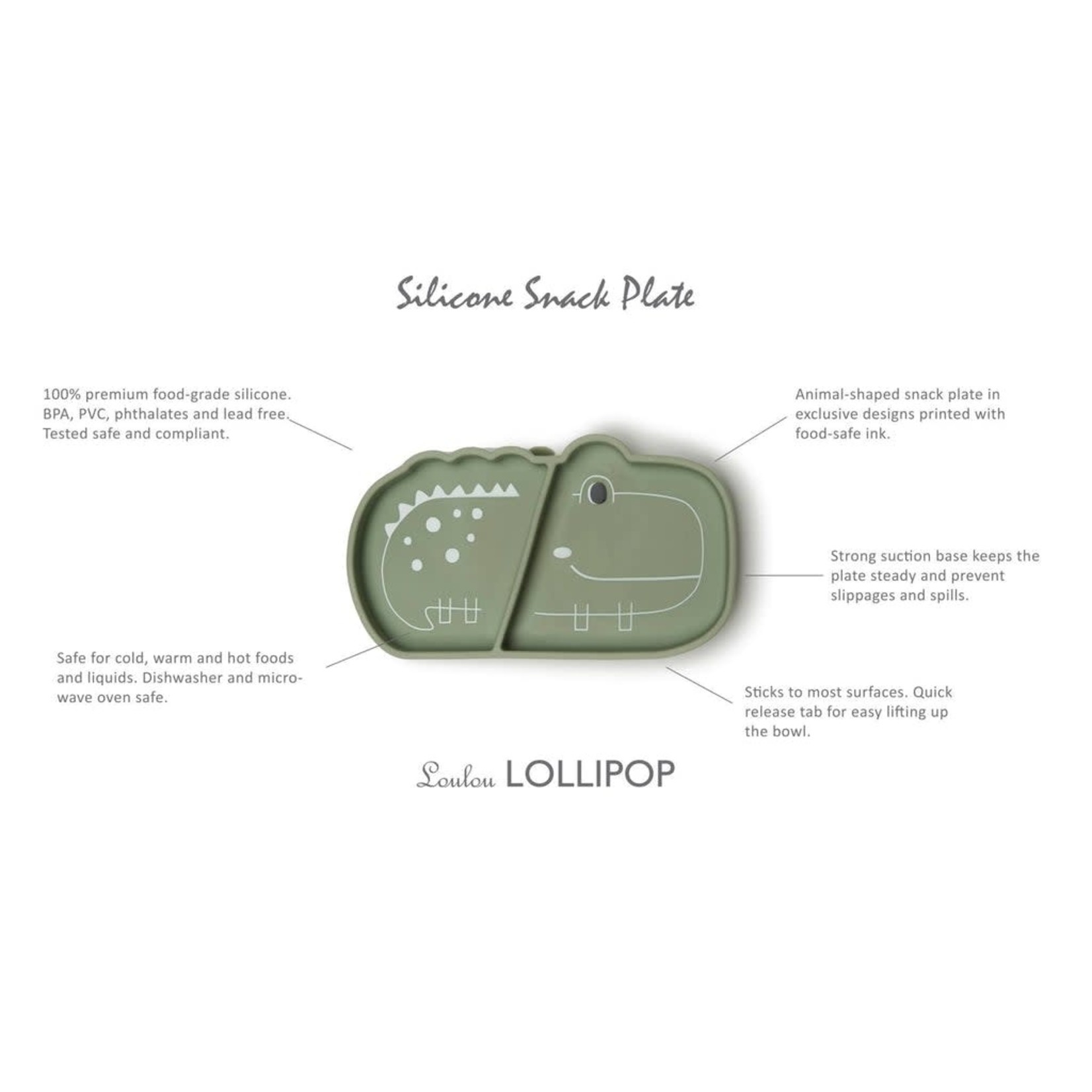 Loulou Lollipop LOULOU LOLLIPOP - Silicone Suction Snack Plate - Alligator