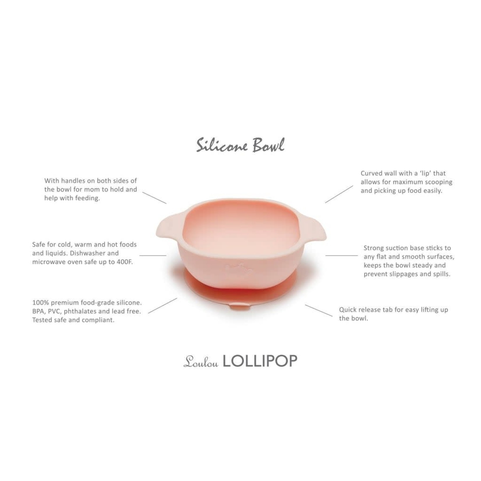 Loulou Lollipop LOULOU LOLLIPOP - Bol en silicone avec ventouse rose