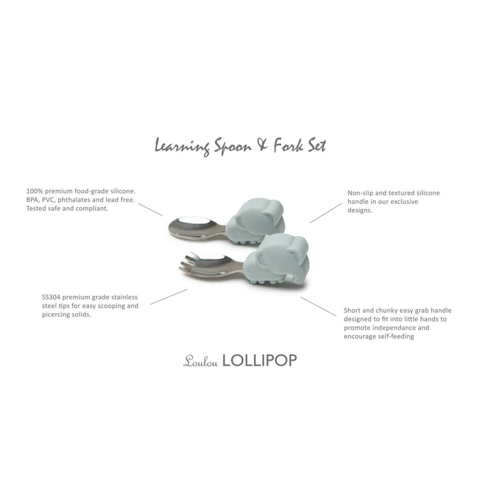 Loulou Lollipop LOULOU LOLLIPOP -  Learning Spoon And Fork Set - Elephant