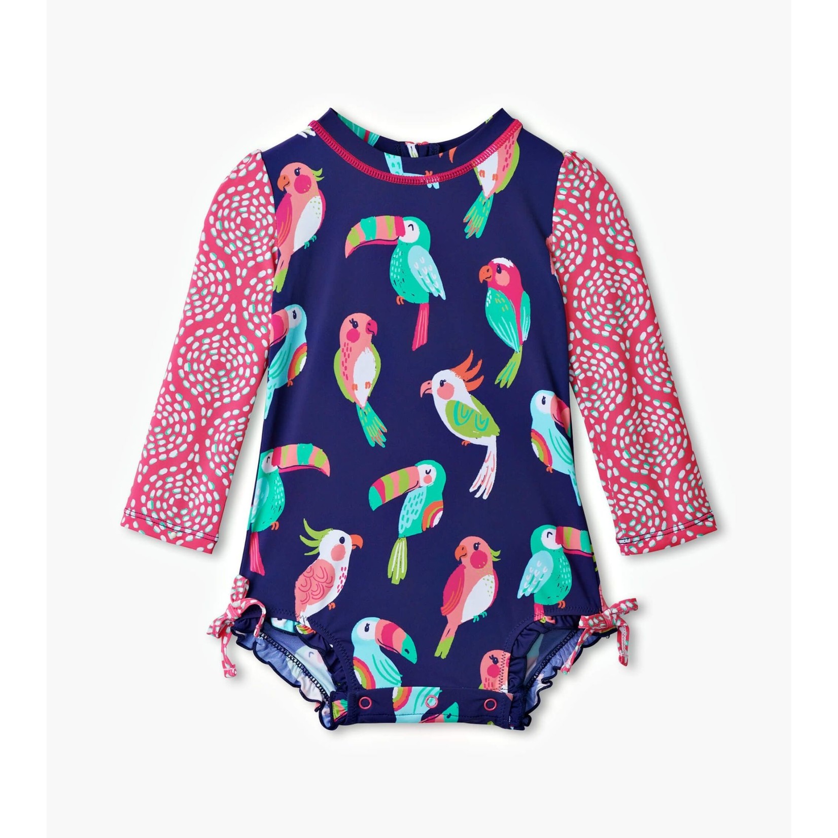 Baby Girls' Tropical Print Long Sleeve Rash Guard Swimsuit With