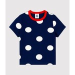 Petit Bateau PETIT BATEAU - T-shirt à manches courtes marine imprimé pois blancs