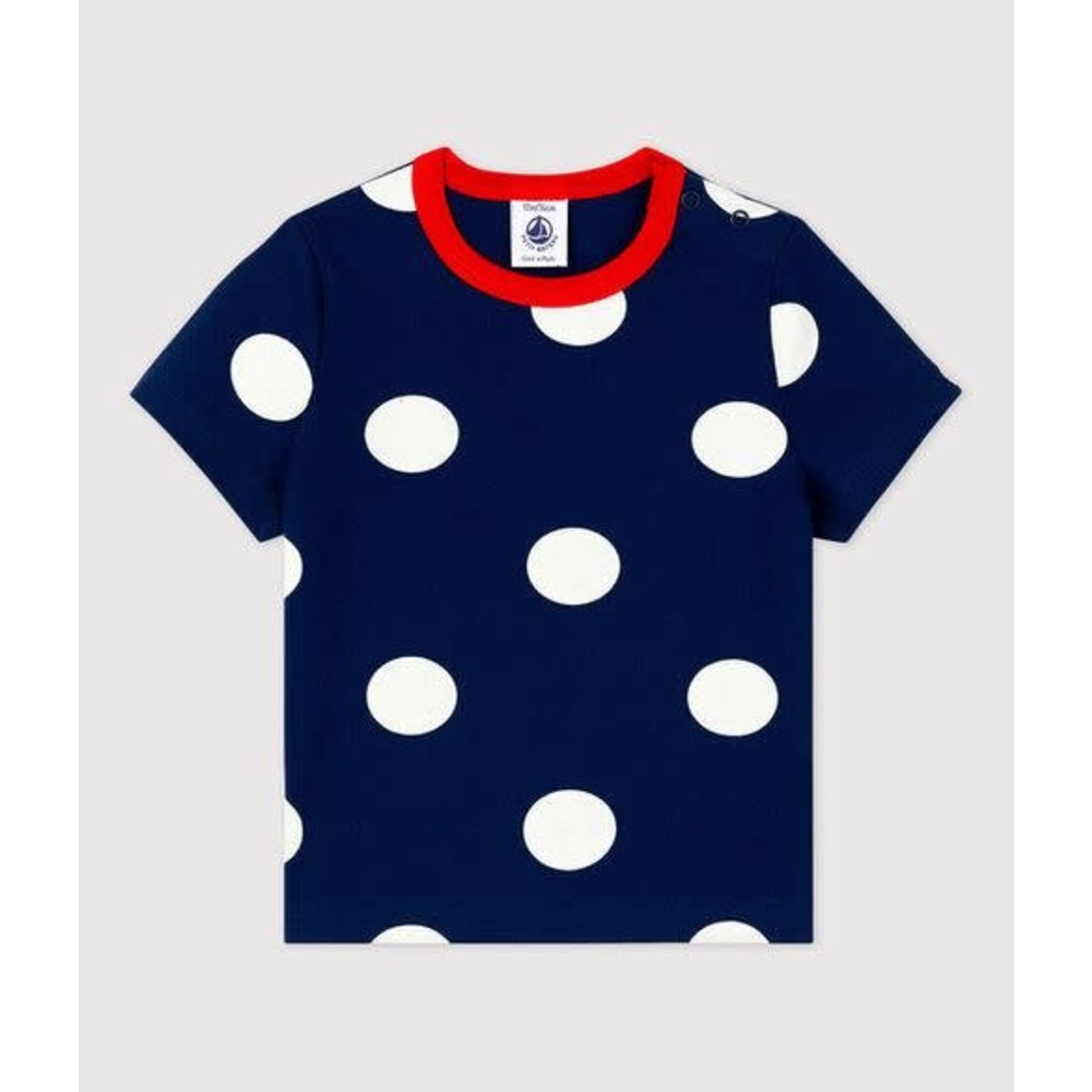 Petit Bateau PETIT BATEAU - Short-sleeved t-shirt in navy with polka dot print