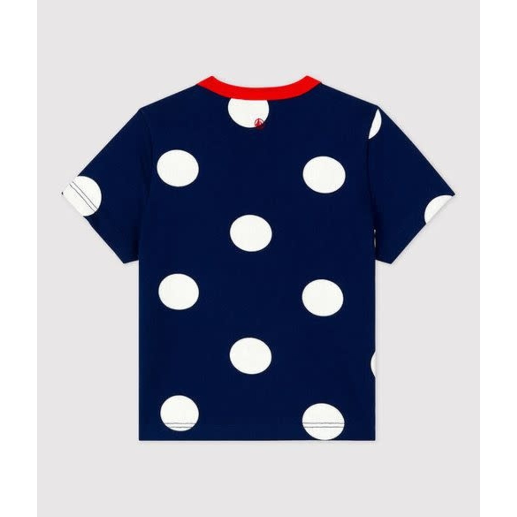 Petit Bateau PETIT BATEAU - T-shirt à manches courtes marine imprimé pois blancs