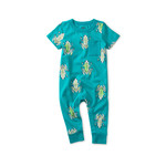Tea Collection TEA COLLECTION - Short Sleeve Baby Romper 'Friendly Frogs'