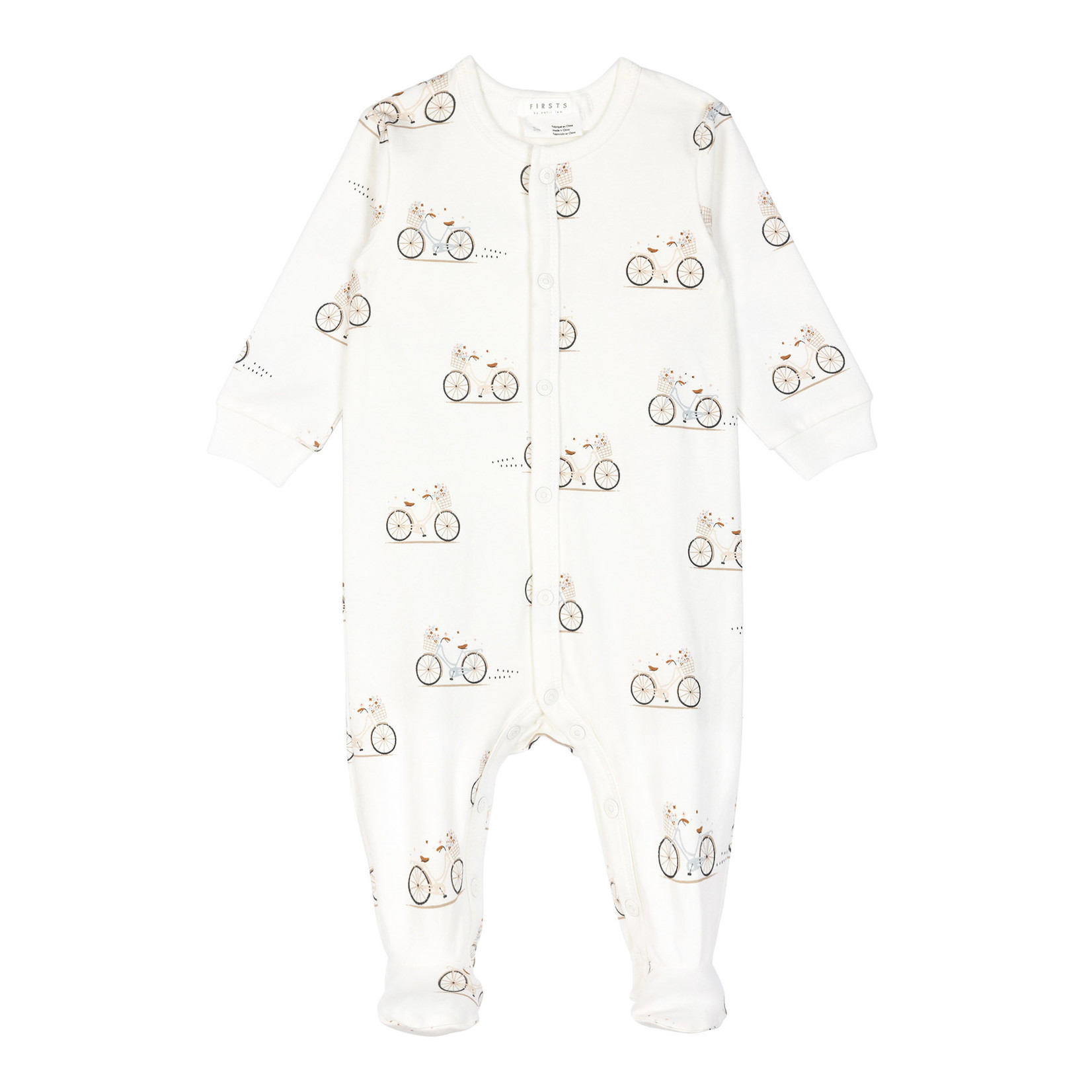 Petit Lem Pyjama De Bebe Blanc Casse A Imprime Bicyclettes La Culotte A L Envers