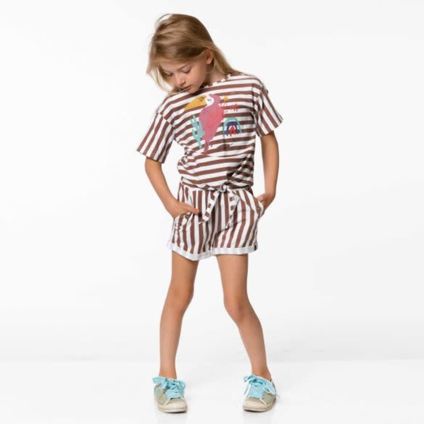 Deux par Deux DEUX PAR DEUX - White And Copper Striped Short 'Out Of Africa'