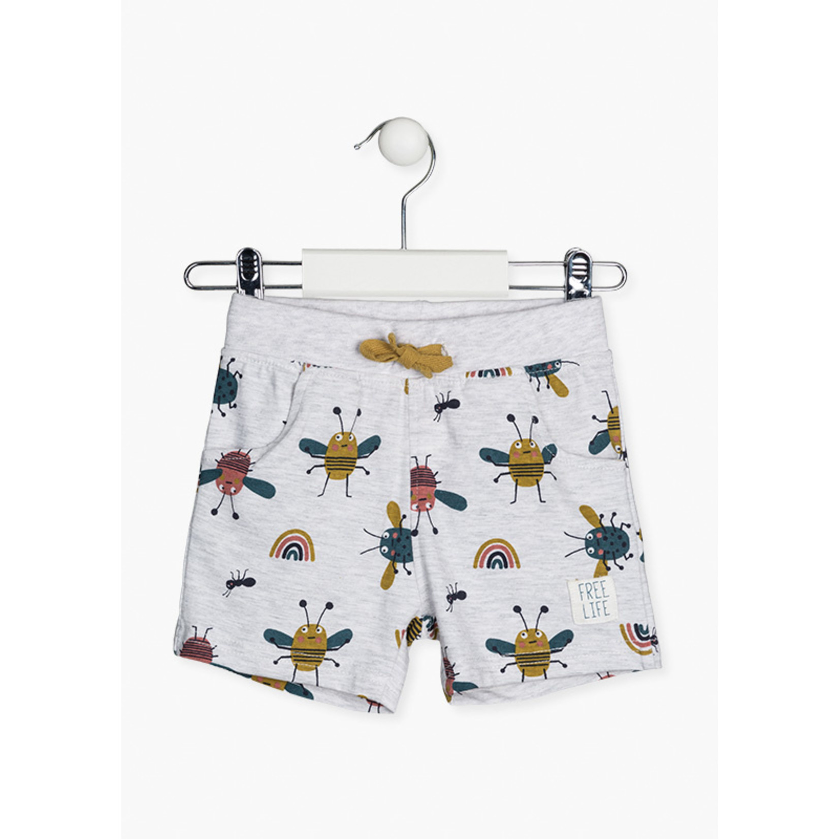 Losan LOSAN - Heather gray shorts with insect print 'Don't bug me'