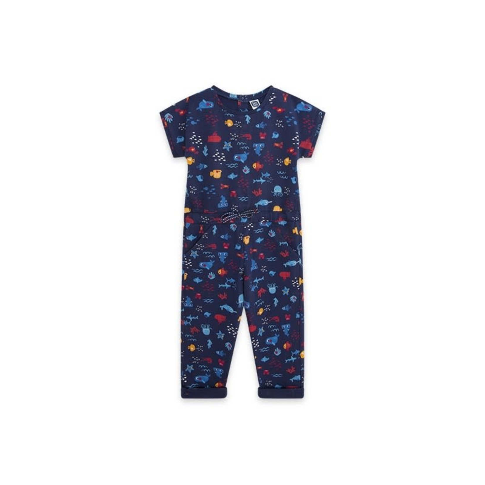 TucTuc TUC TUC - Navy jersey jumpsuit with 'Red Submarine' print