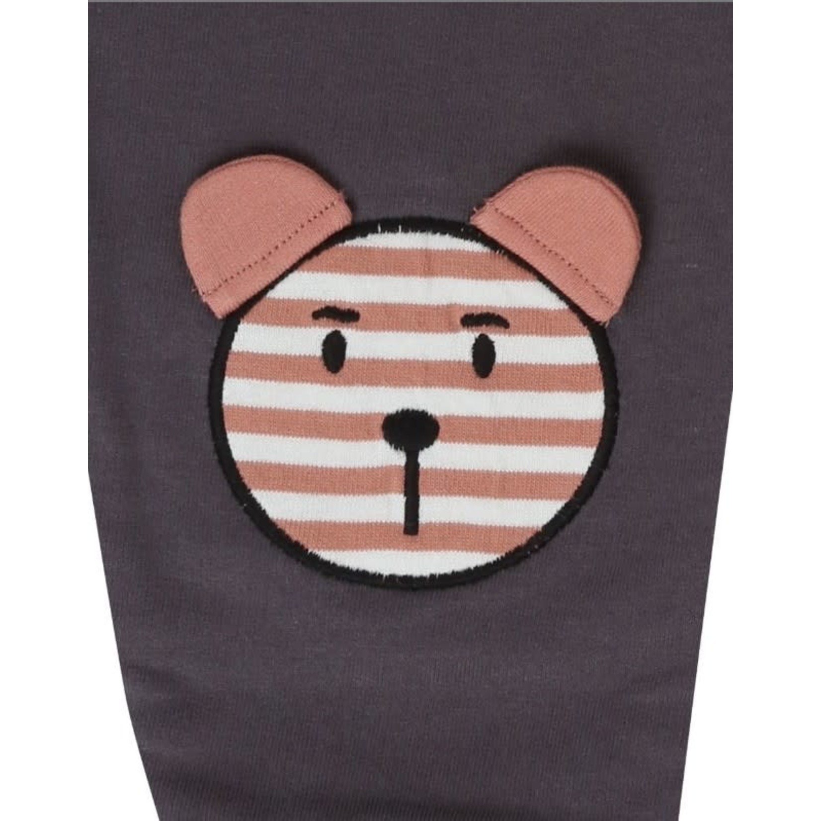 Turtledove London TURTLEDOVE - Soft cotton pants with embroidered bears - Charcoal