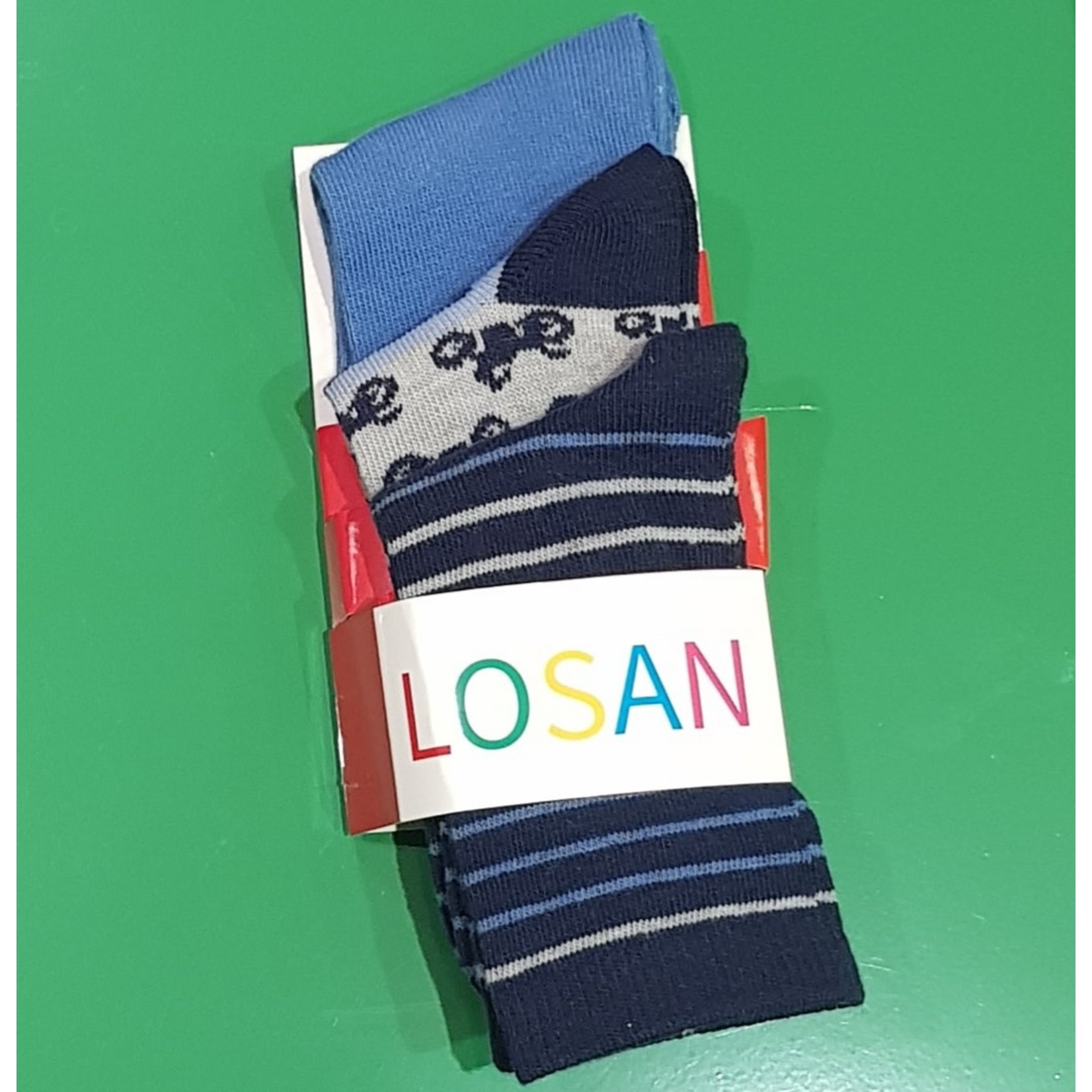 Losan LOSAN - Lot de 3 paires de chaussettes (Bleu/Rayé bleu foncé/Bleu moto)