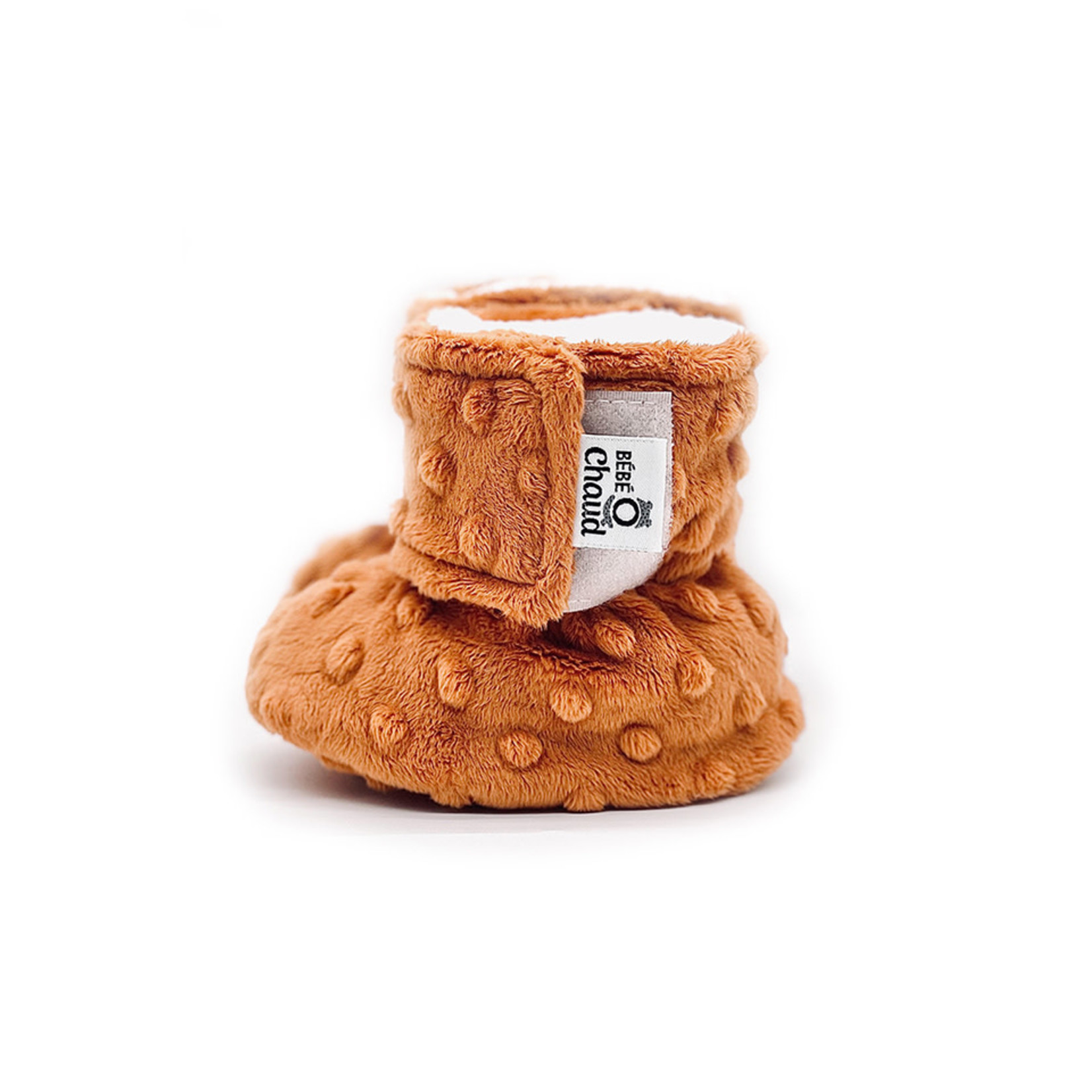 Bébé Ô Chaud BÉBÉ-O-CHAUD - Pantoufles de minky à velcro - Orange Citrouille