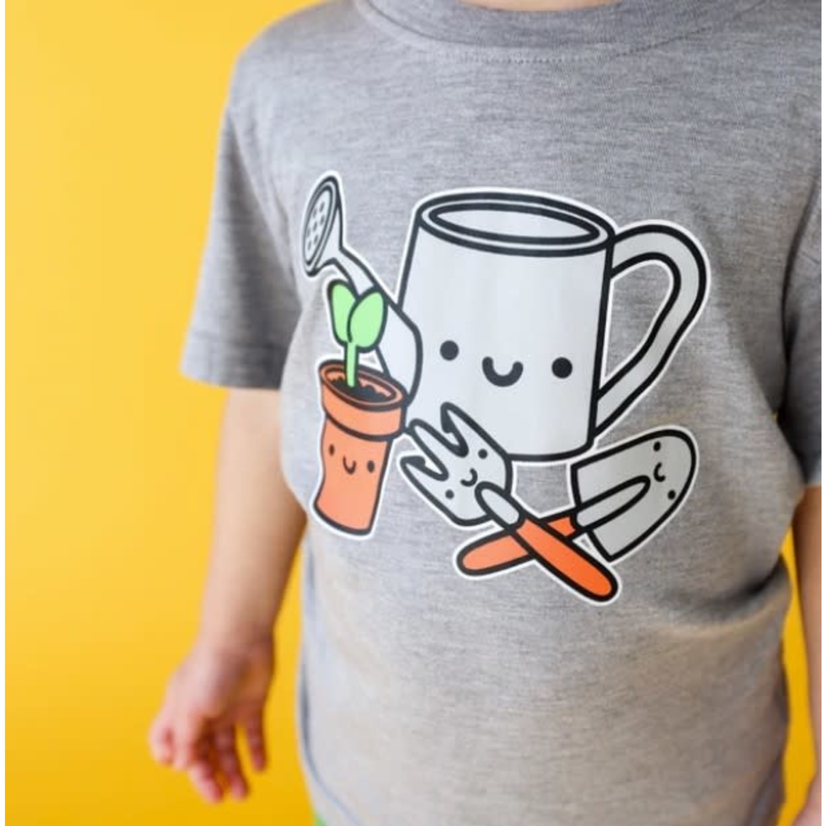 Whistle & Flute WHISTLE AND FLUTE - Grey tshirt 'Kawaii - Garden tools'