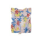 TucTuc TUC TUC - Pink popelin blouse with tropical scene 'Enjoy the Sun'