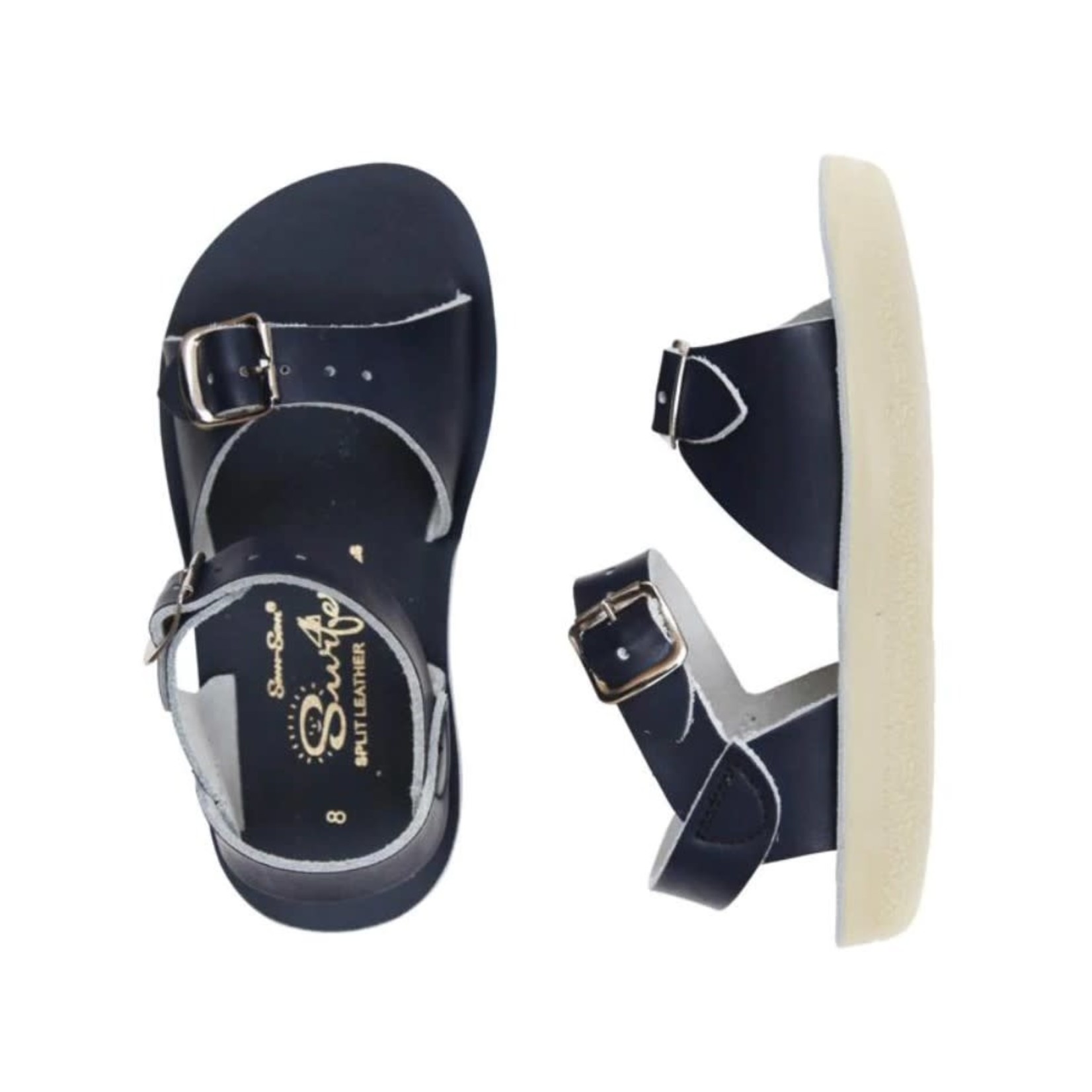 Saltwater Sandals SALTWATER SANDALS - Sandales de cuir à orteils ouverts 'Surfer - Navy Blue'