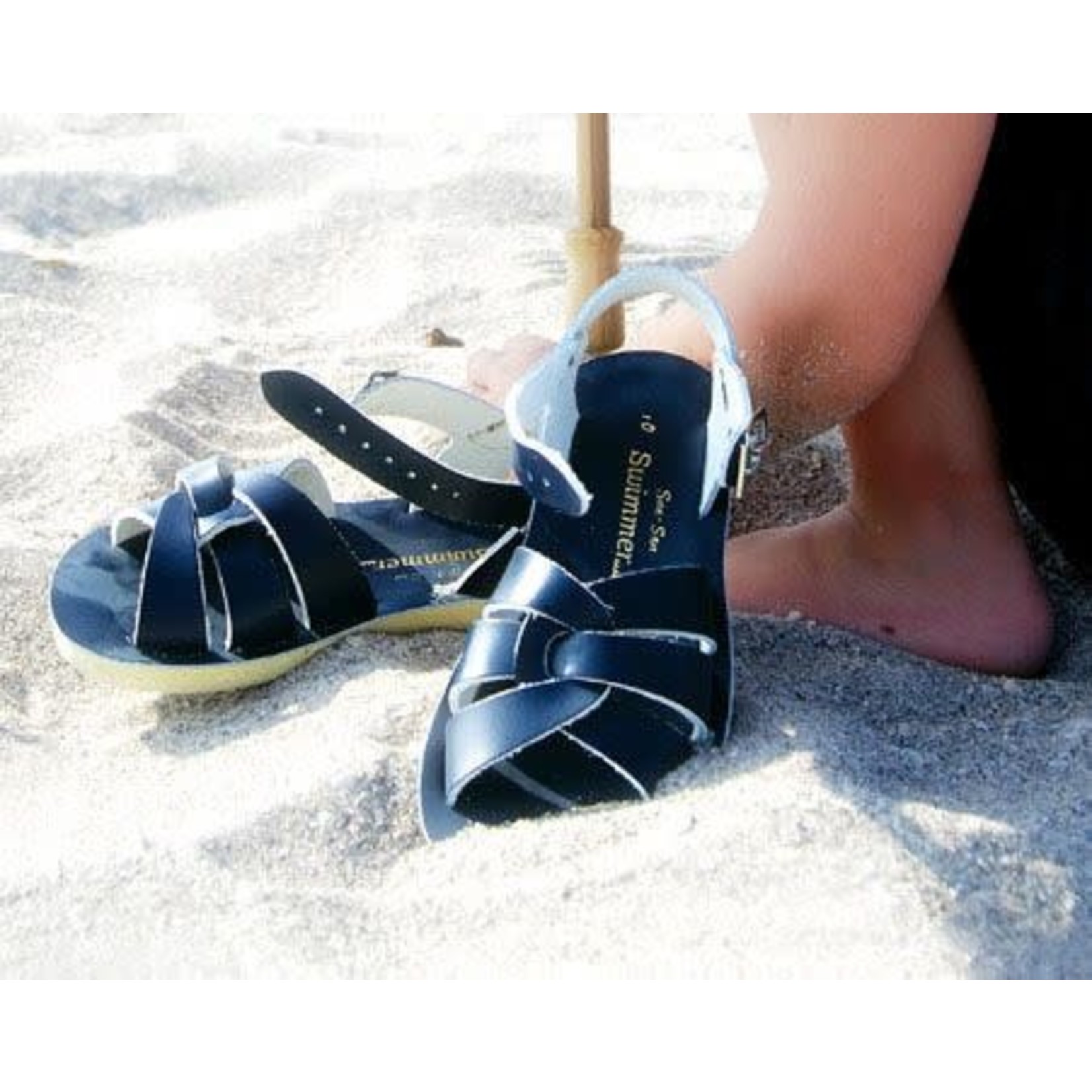 Saltwater Sandals SALTWATER SANDALS - Sandales de cuir à orteils ouverts 'Swimmer - Navy Blue'