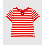 Petit Bateau PETIT BATEAU - Short-sleeve t-shirt with red and white stripes and bow