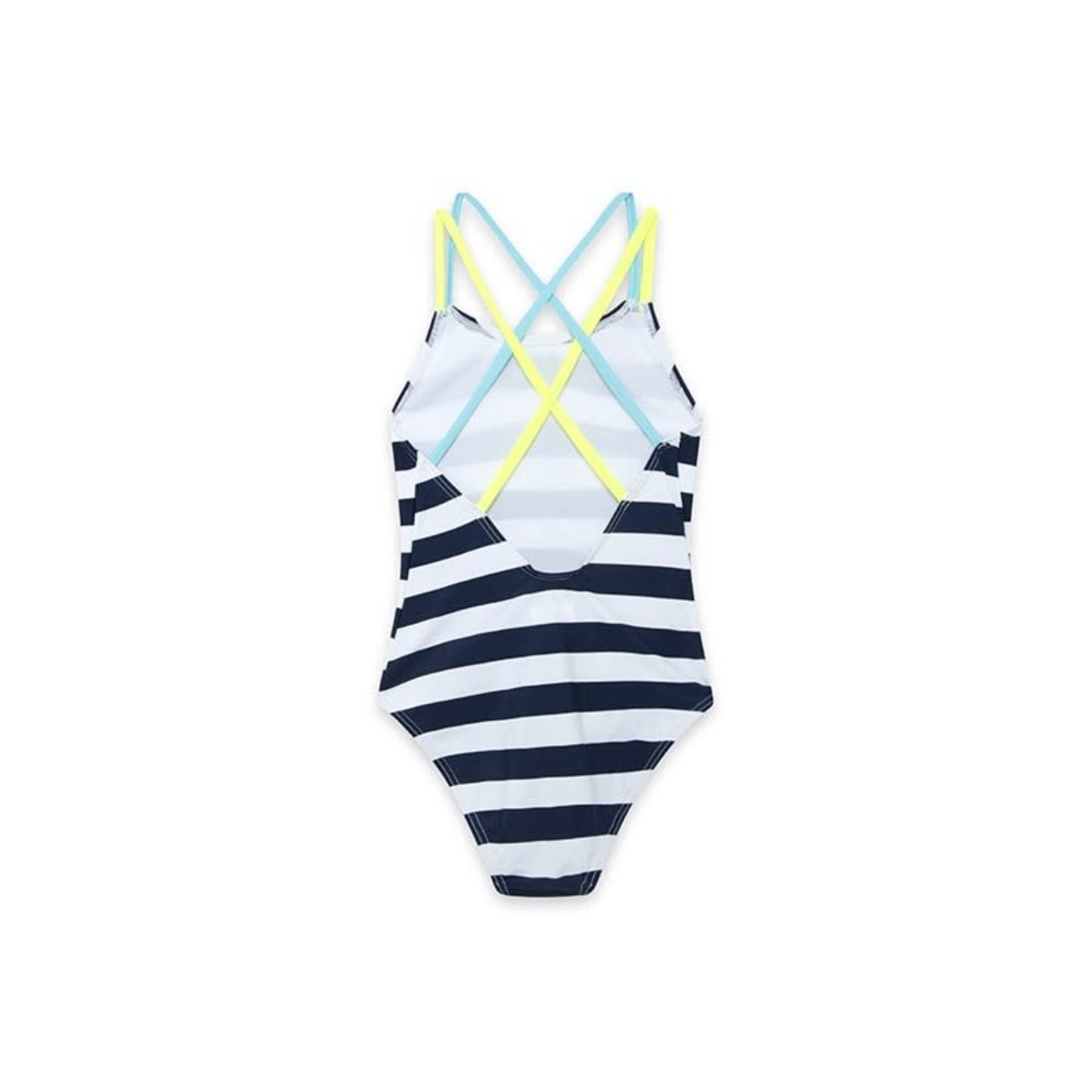 navy striped one piece swimsuit