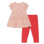 Deux par Deux DEUX PAR DEUX - Organic Cotton Tunic and Legging Set Dark Coral and Pink 'Petite fleur'