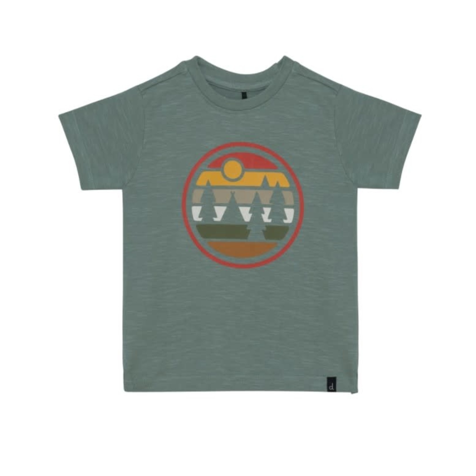 Deux par Deux DEUX PAR DEUX - Green shortsleeve t-shirt with forest print 'Wild Camping'
