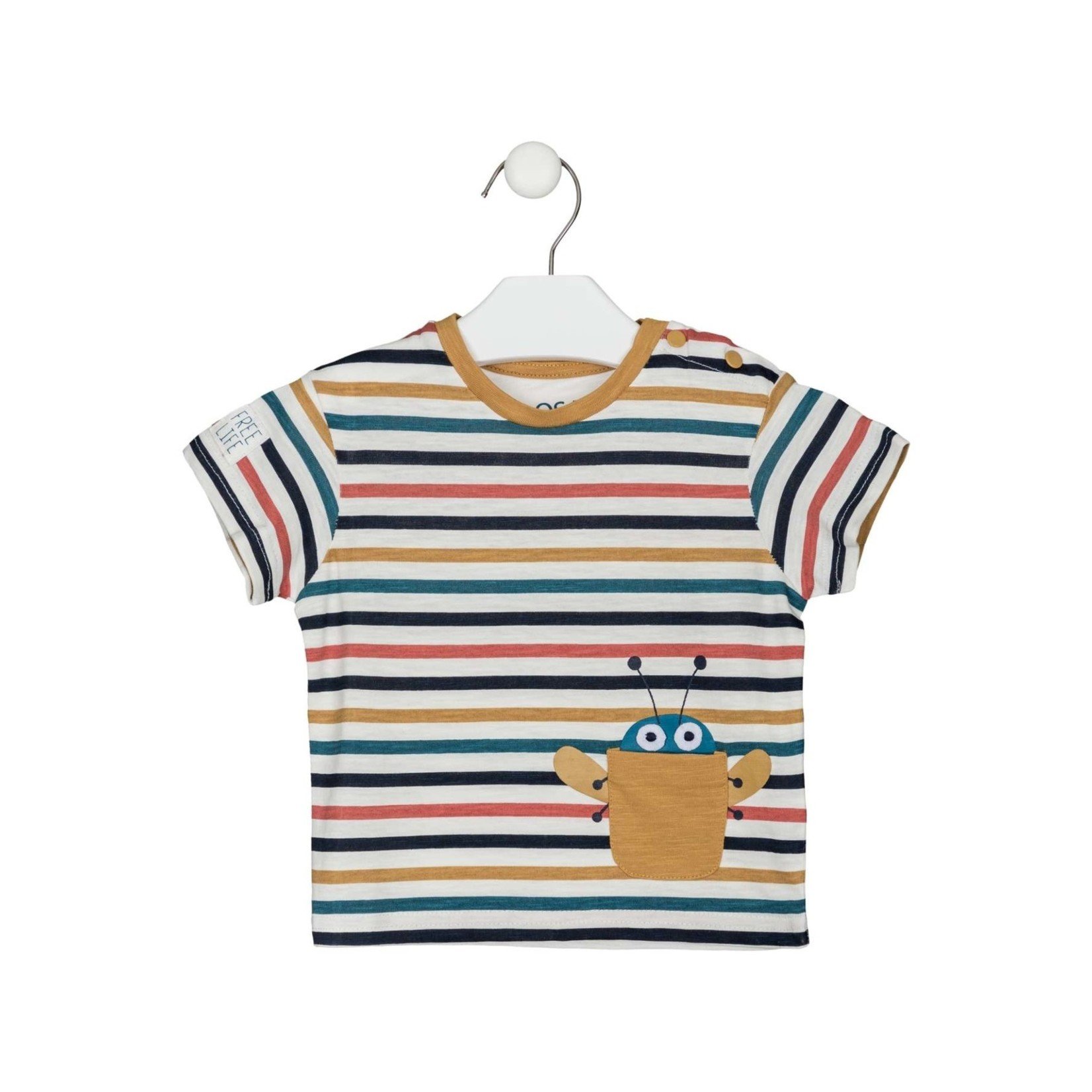 Losan LOSAN - Shortsleeve t-shirt with multicoloured stripes and pocket 'Dreams'