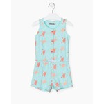 Losan LOSAN - Turquoise sleeveless romper with crab print 'Under the Sea'