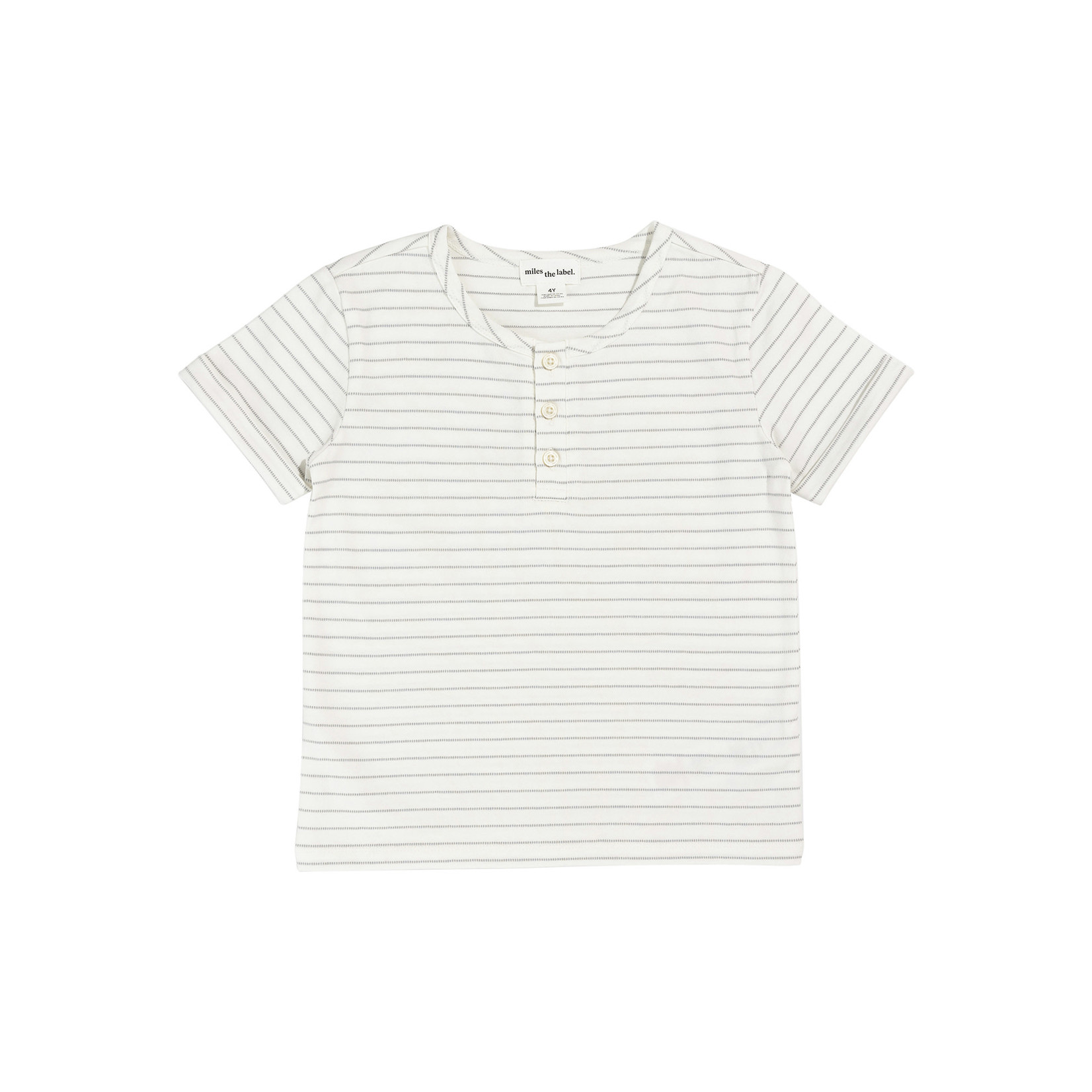 Miles the label MILES THE LABEL - White shortsleeve t-shirt with stripes and button collar