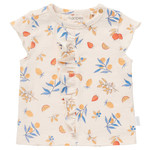 Noppies NOPPIES - Shortleeve white antique t-shirt with ruffle at front and fruit print 'Algeciras'