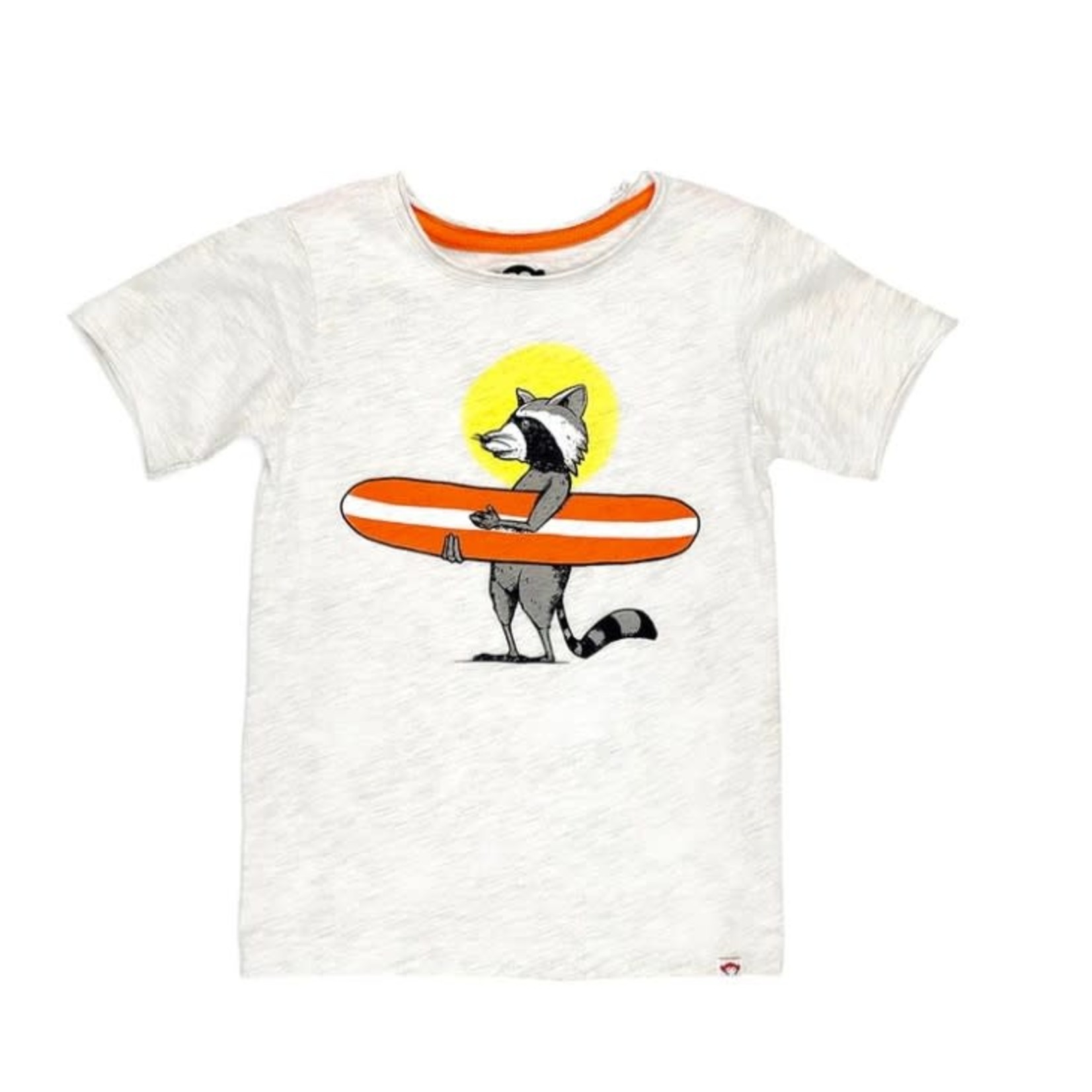 Appaman APPAMAN - T-shirt gris chiné à manches courtes imprimé de raton au surf 'Wild Surf''
