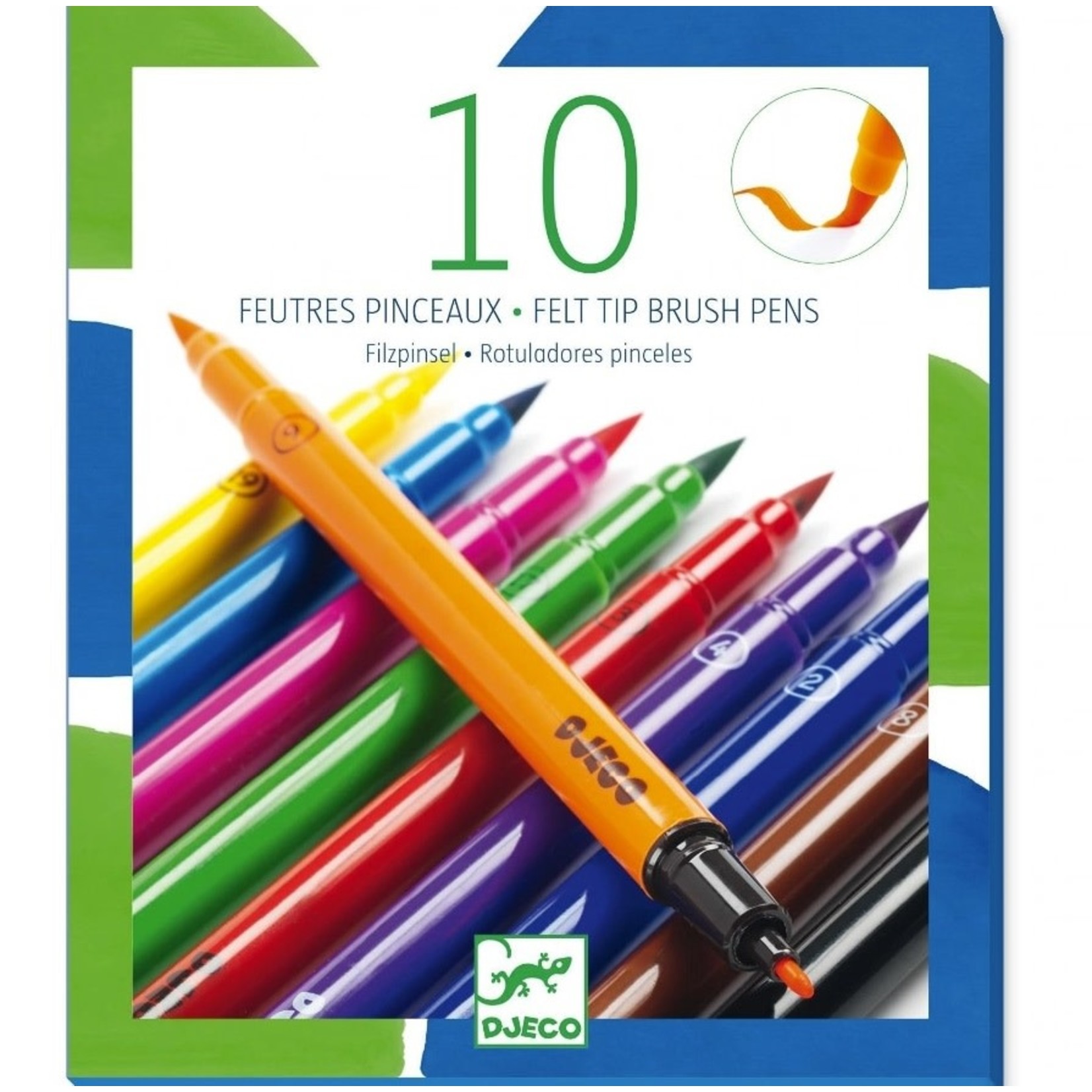 Djeco DJECO - 10 Felt Tip Brush Pens - Classic