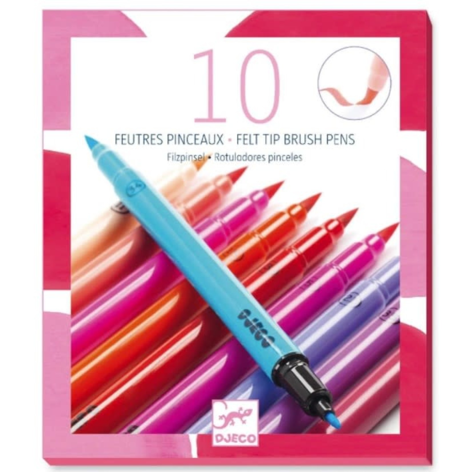 Djeco DJECO - 10 Felt Tip Brush Pens - Shades of pink 'Sweet'