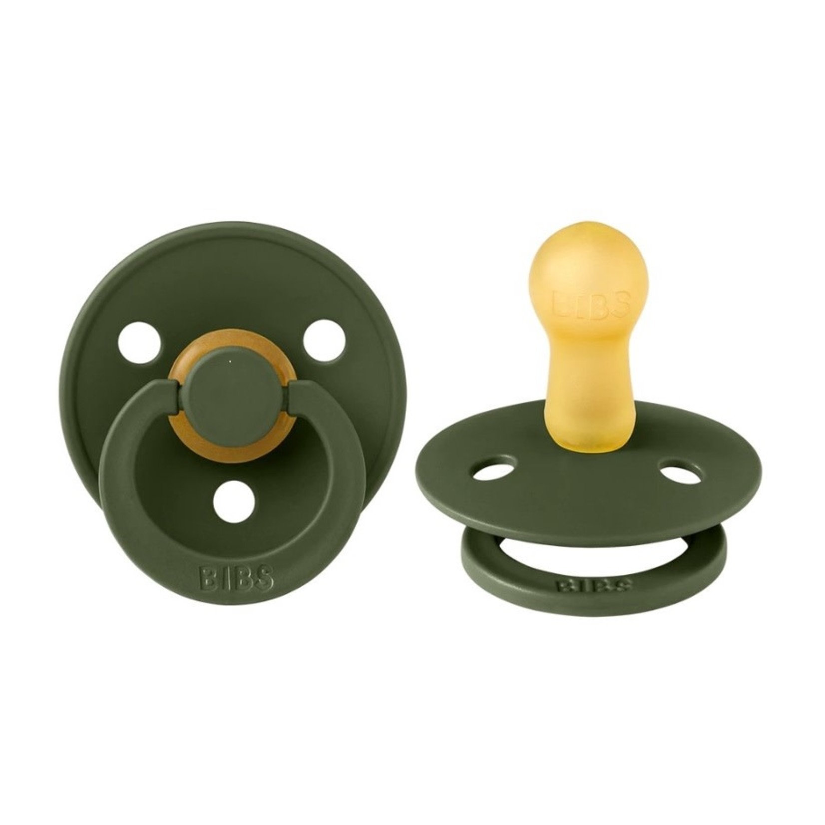 Lot de 2 sucettes-tétines BIBS Colour ou Colour Night, taille 2 de 6 à 18  mois sage & hunter green - Bibs