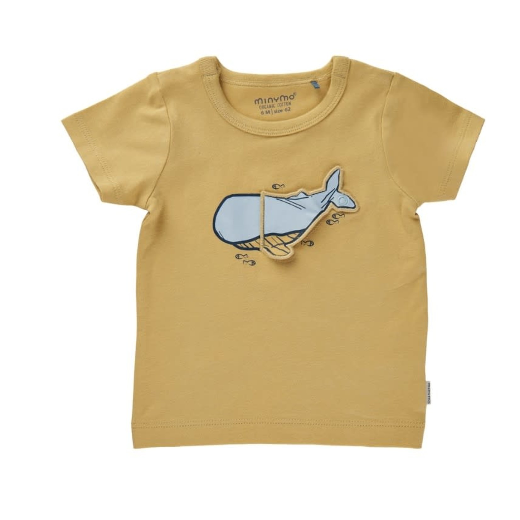 Minymo MINYMO - Yellow shortsleeve t-shirt with detachable whale appliqué