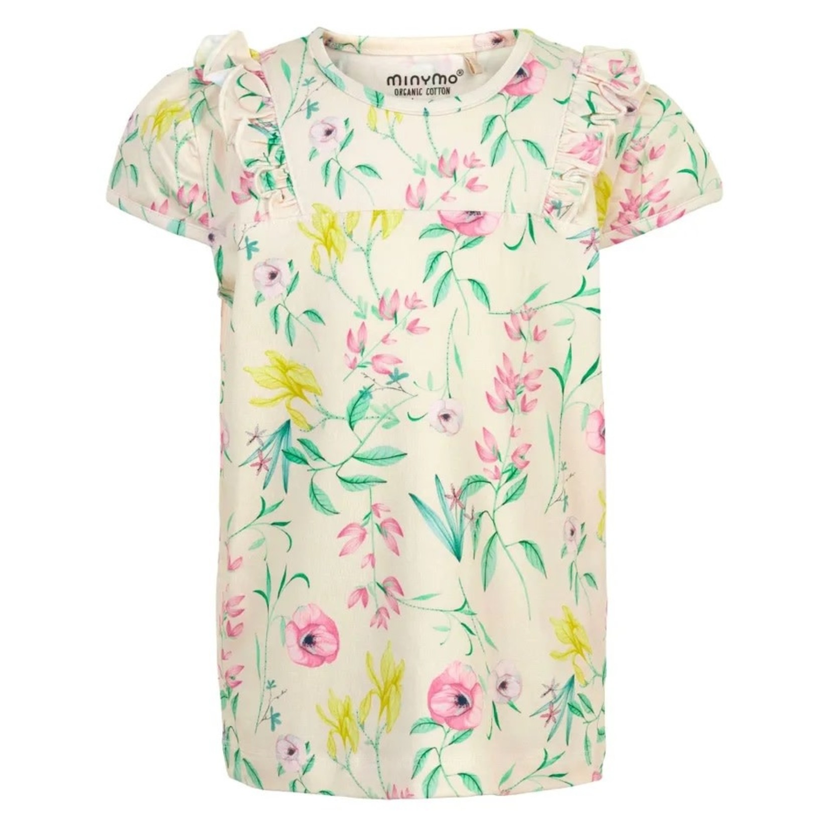 Minymo MINYMO - Ruffled T-Shirt with Flower Garden Print