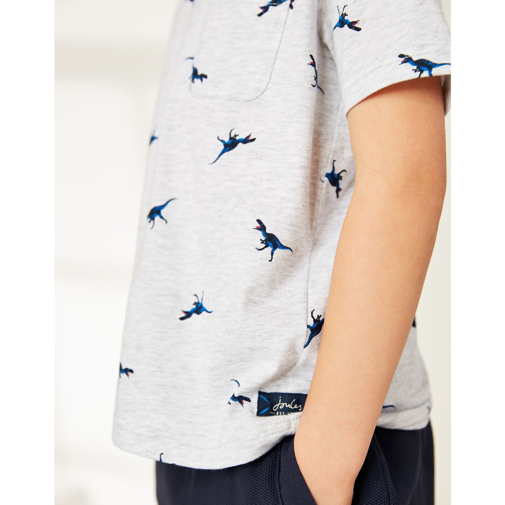 Joules JOULES - T-Shirt gris chiné avec imprimé de dinosaures 'Olly'