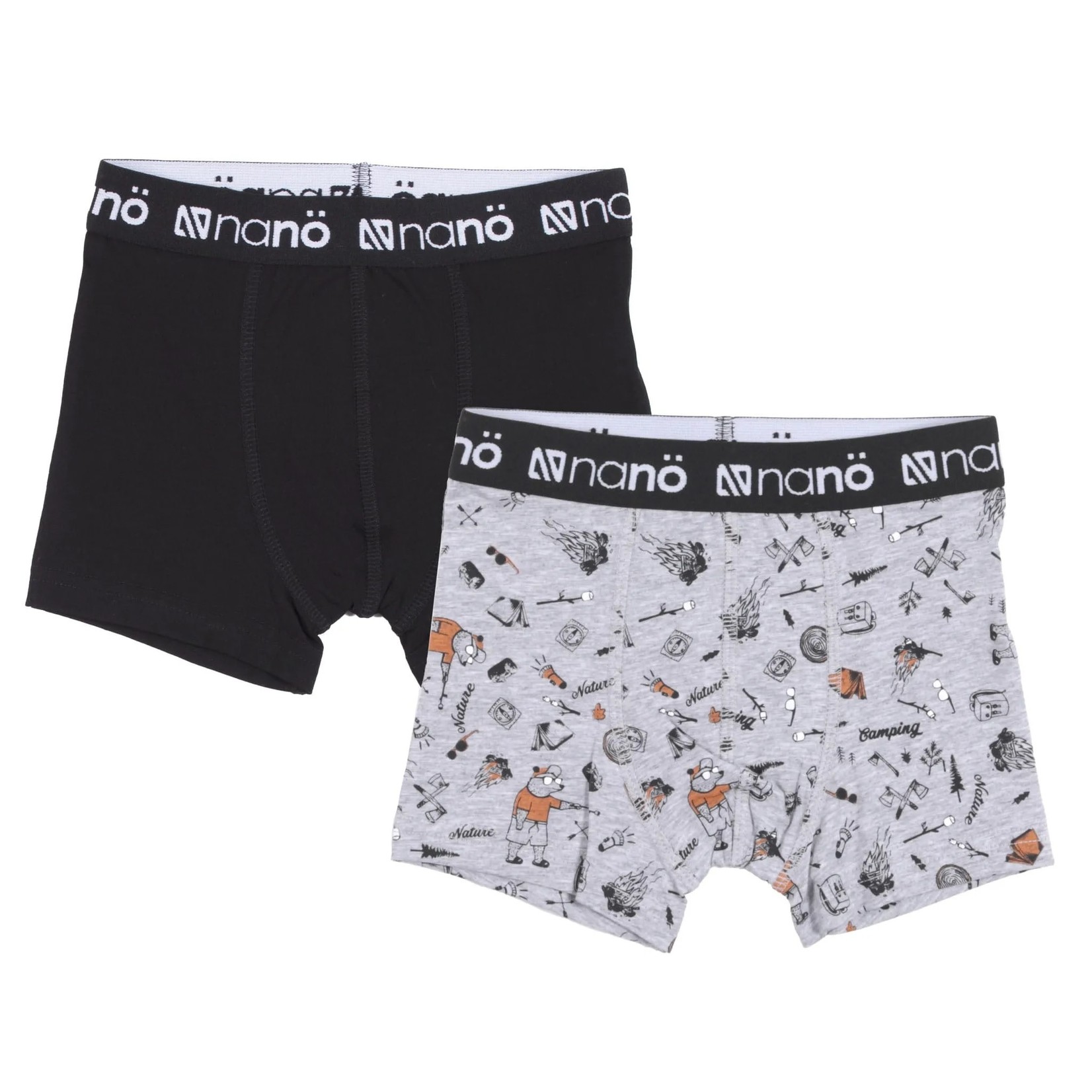 Nanö NANÖ - Set of 2 boxers 'Camping - Heather Grey and Black'